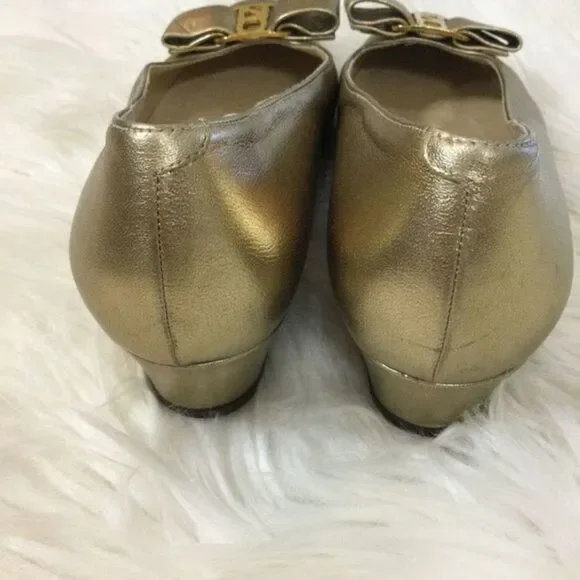 Bruno & Co Metallic Gold Leather Italian Flats Size 6 - Picture 7 of 12